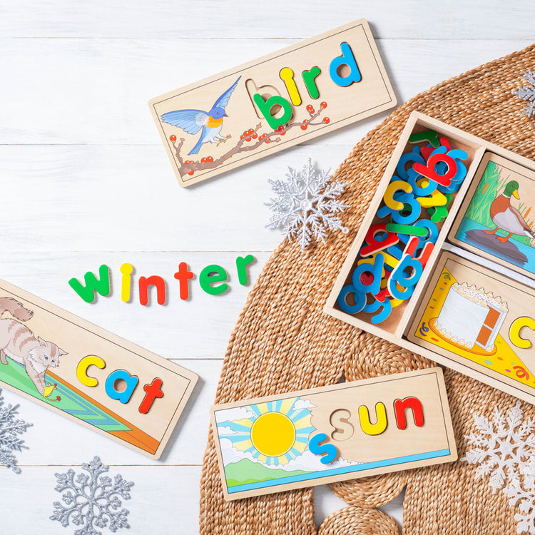 Melissa & Doug New Year New Skills Top Developmental Toys blog post See & Spell toy on display