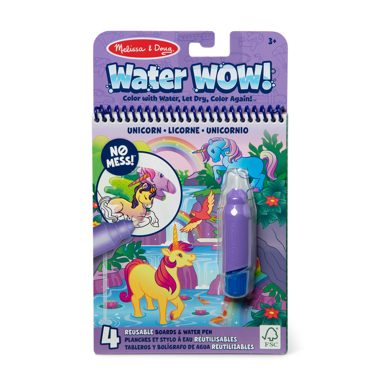 The loose pieces of The Melissa & Doug Water WOW! Reusable Water-Reveal Coloring Activity Pad Travel Toy – Unicorn